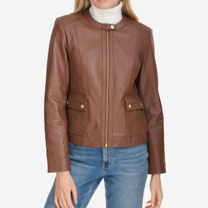 Women's Curved-Seam Leather Jacket