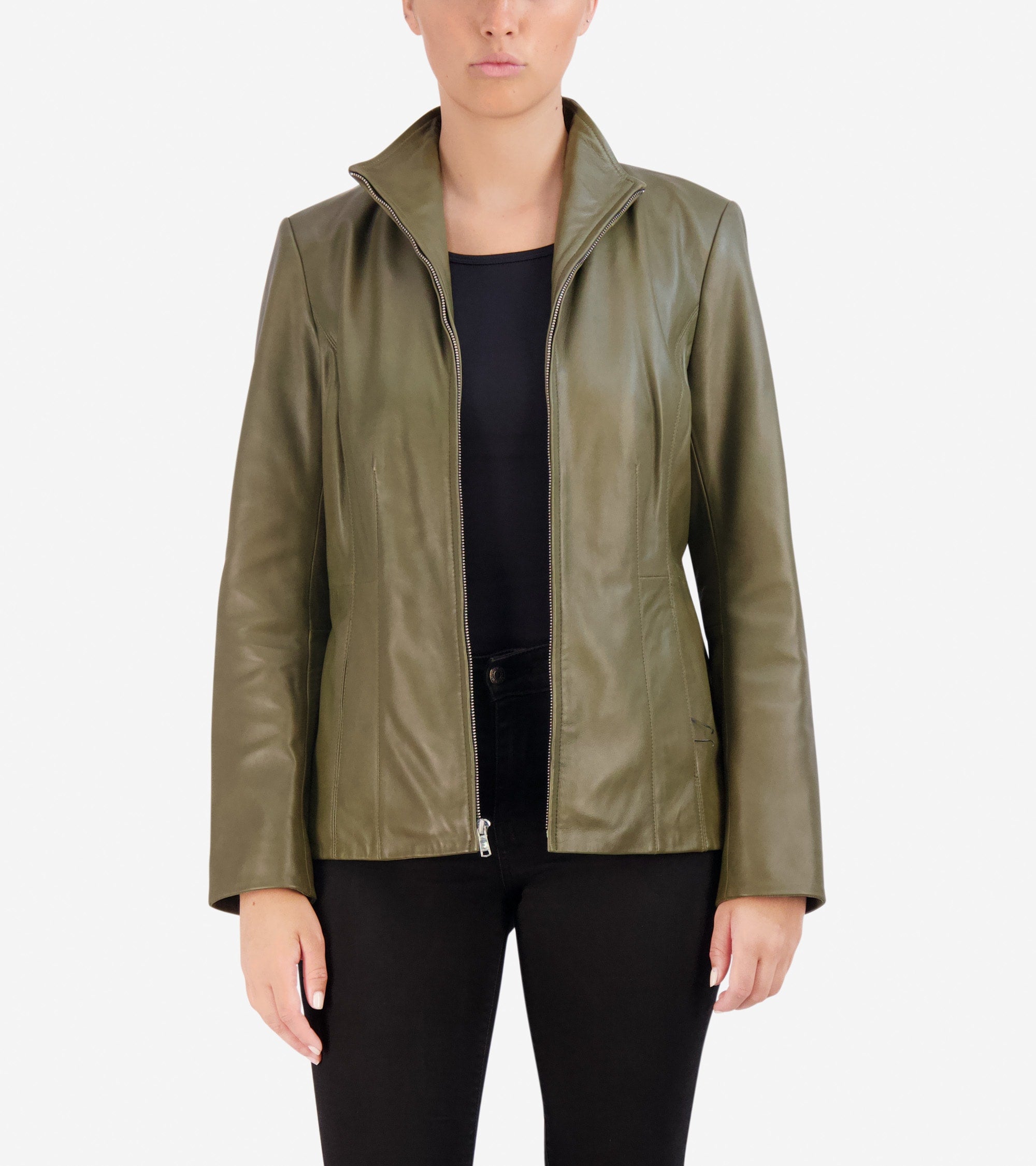 Women's Wing Collar Leather Jacket