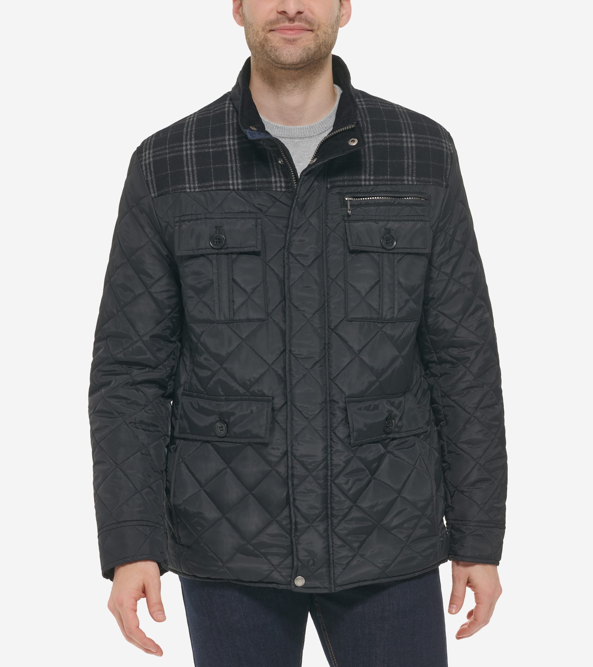 Men's Mix Media Diamond Quilted Jacket