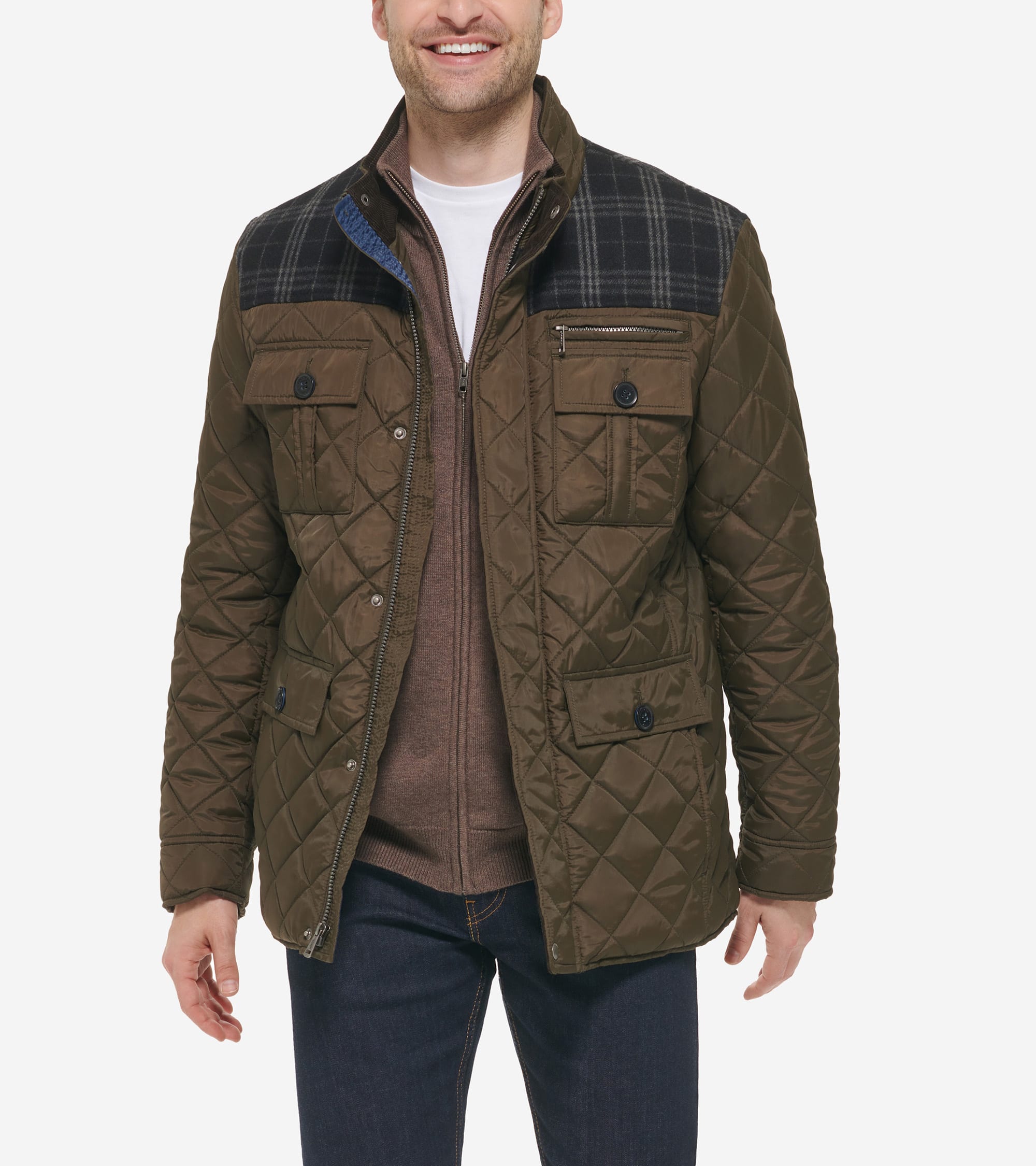 Men's Mix Media Diamond Quilted Jacket