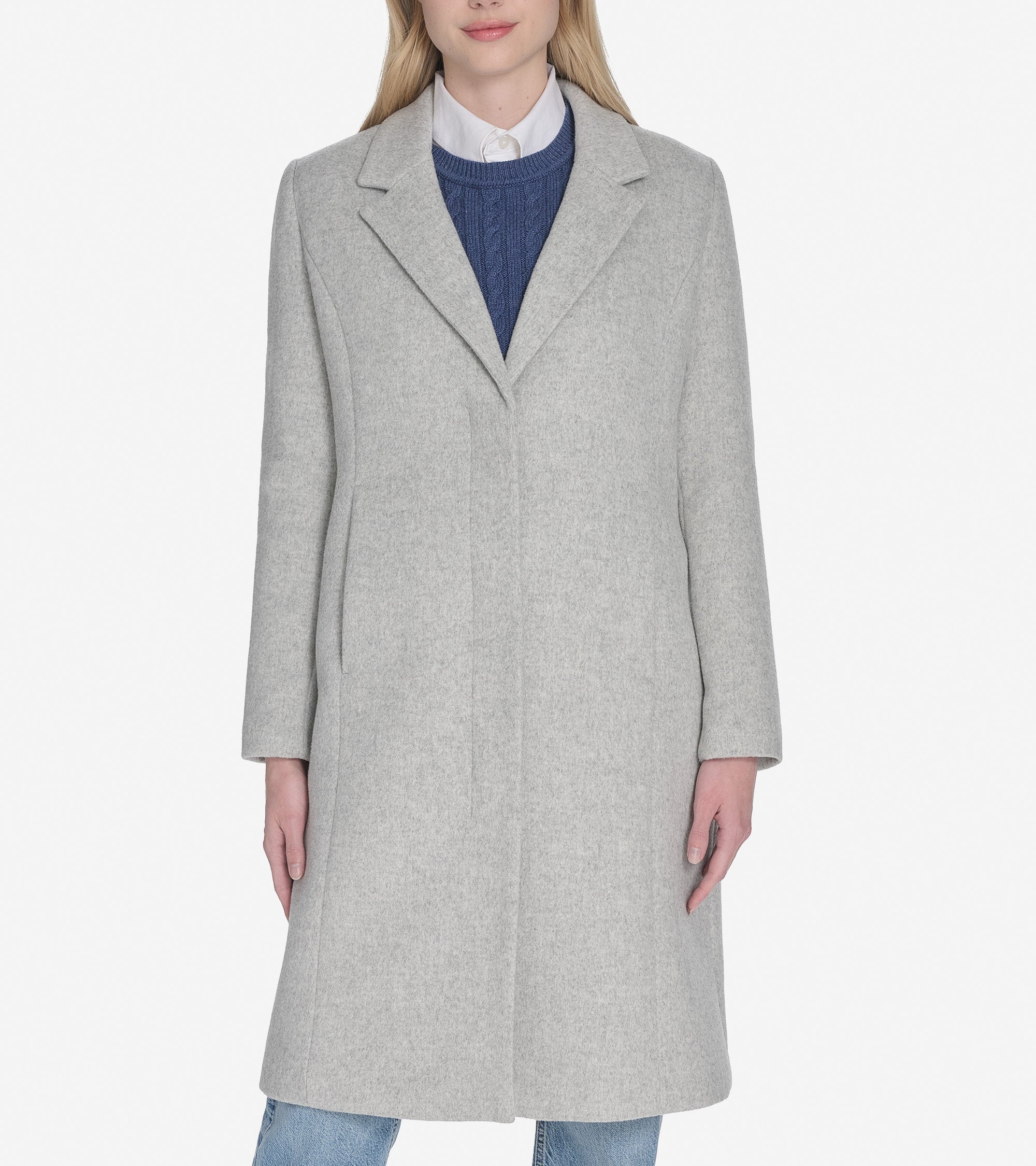 Women's Knotch Lapel Single Breasted Wool Coat