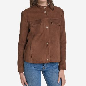 Women's Suede Band Collar Jacket