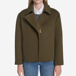 Women's Short Boxy Twill Wool Jacket