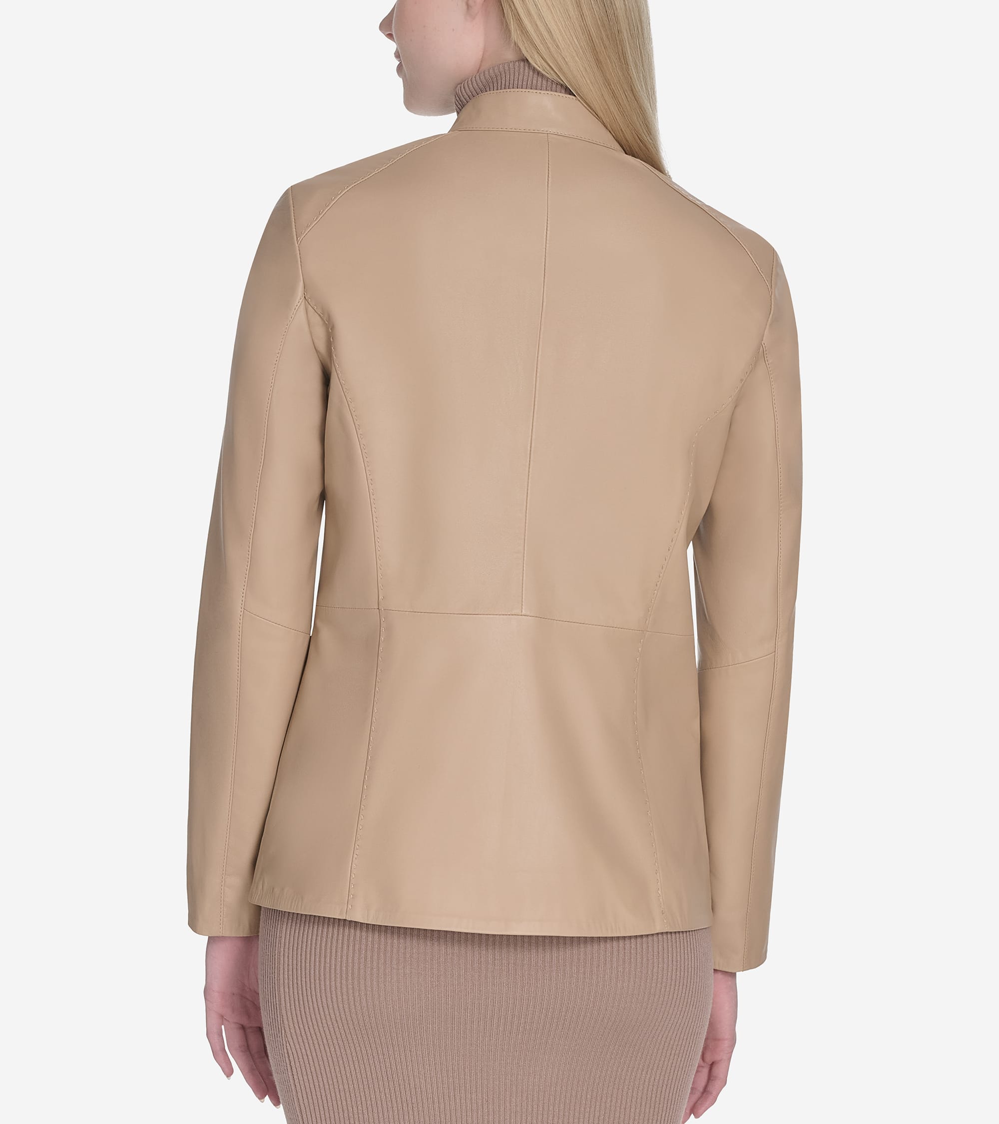 Women's Stand Collar Leather Jacket - Image 2